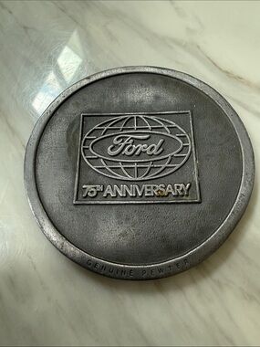 Ford Genuine Pewter 75th Anniversary Round Commemorative coaster/paperweight